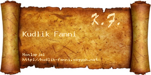 Kudlik Fanni névjegykártya